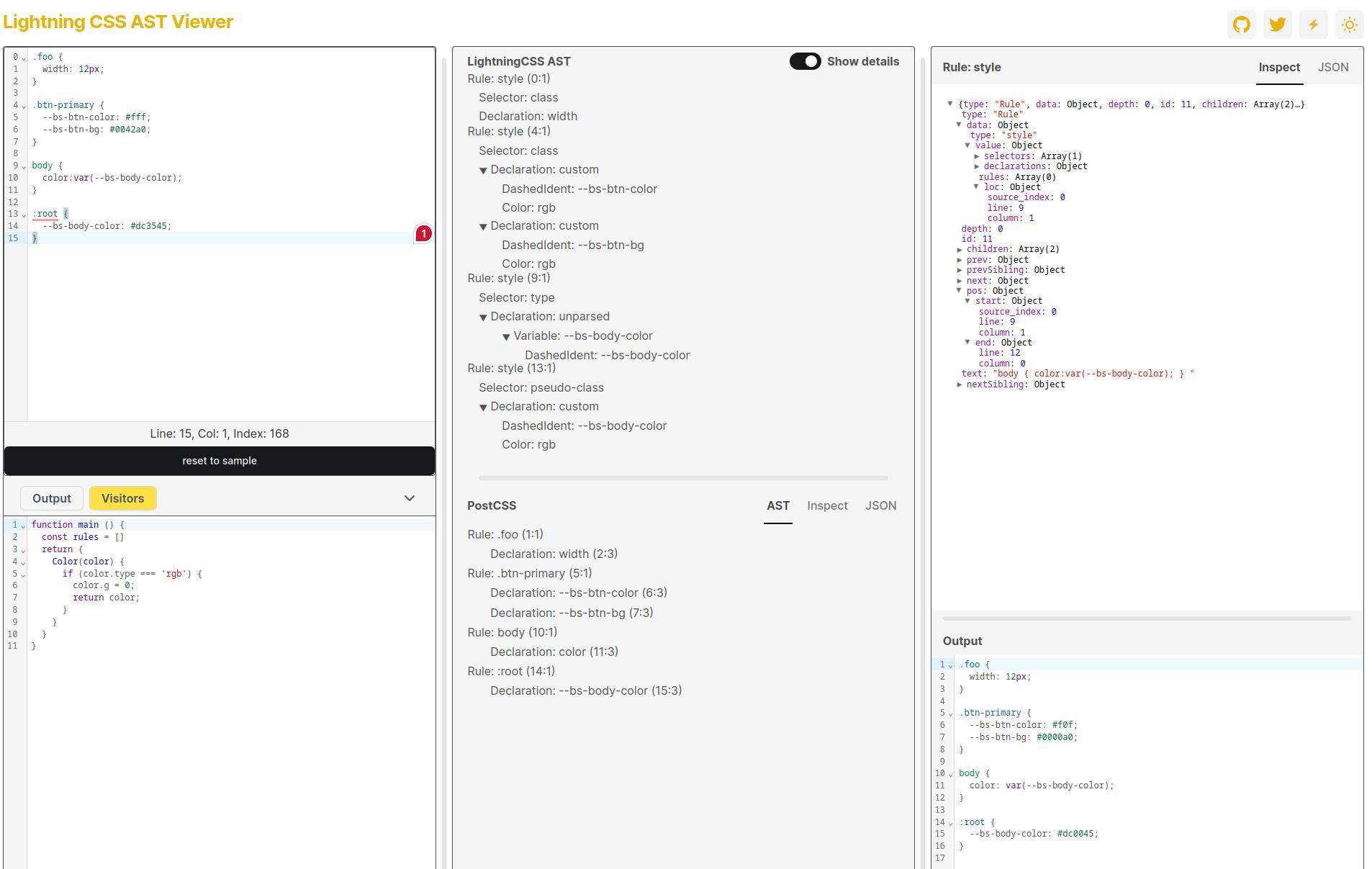 LightningCSS - How to Transform a DashedIdent value?
